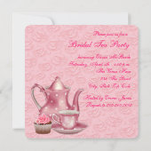 Elegant Roze Bruids Tea Party Kaart (Achterkant)