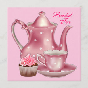 Elegant Roze Bruids Tea Party Kaart