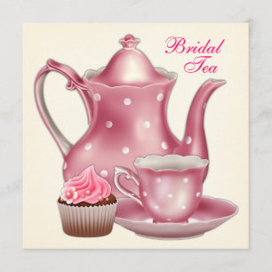 Elegant Roze Bruids Tea Party Kaart