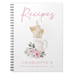 Elegant Roze Bruidsfeest Receptenboek Notitieboek
