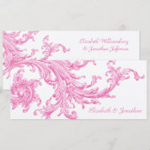 Elegant roze bruiloft uitnodigen kaart (Voorkant / Achterkant)