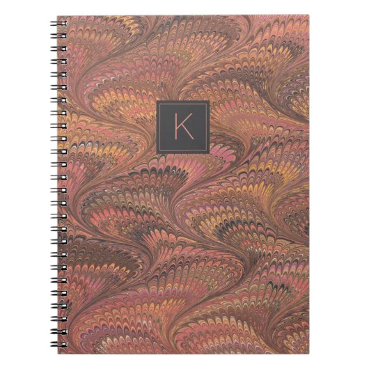 Elegant Roze Bruin Marmer Monogram Notitieboek (Voorkant)