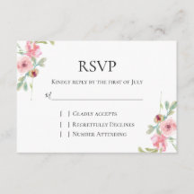Elegant roze bruorale bruiloft RSVP-kaart