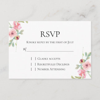 Elegant roze bruorale bruiloft RSVP-kaart Informatiekaartje