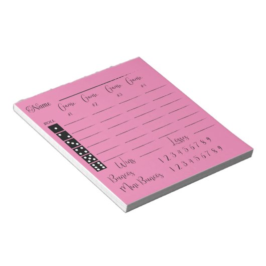 Elegant Roze bunco score pad Notitieblok (Schuin)