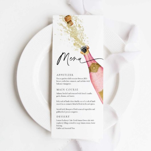 Elegant Roze Champagne Thema Menu Kaart