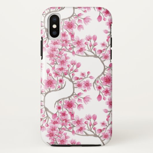 Elegant roze Cherry Blossom Floral Waterverf Case-Mate iPhone Case (Achterkant)
