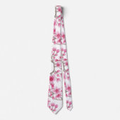 Elegant roze Cherry Blossom Floral Waterverf Stropdas (Voorkant)