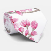 Elegant roze Cherry Blossom Floral Waterverf Stropdas (Opgerold)