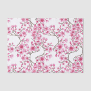 Elegant roze Cherry Blossom Floral Waterverf Tissuepapier