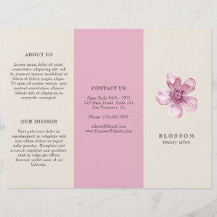 Elegant roze Cherry Blossom Salon Trifold Brochure