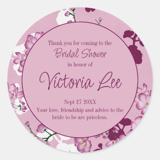 Elegant roze Cherry Blossom vanmiddag Tea Ronde Sticker (Voorkant)