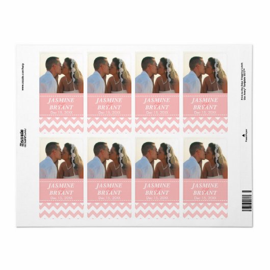 Elegant Roze Chevron Patroon Bruiloft Etiket (Full Sheet)