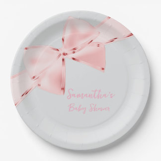 Elegant Roze Coquette Boog Meisje Baby shower 22,9 Papieren Bordje