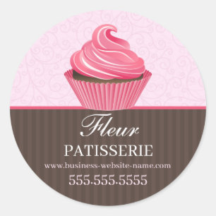 Elegant Roze Cupcake bakkerij Ronde Sticker