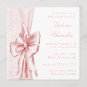 Elegant roze Damask Baby Girl Shower Kaart