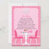 Elegant roze Damask Birthday Tea Party Kaart (Voorkant)