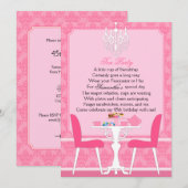Elegant roze Damask Birthday Tea Party Kaart (Voorkant / Achterkant)