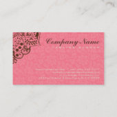 Elegant Roze Damasks Bruin  kant Visitekaartje (Achterkant)