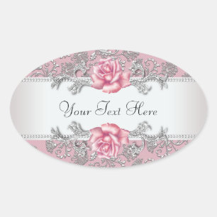 Elegant Roze Damast Roze Rose Stickers