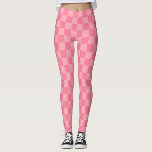 Elegant roze dambord leggings (Voorkant)