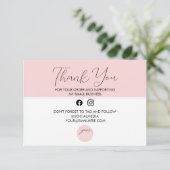 Elegant roze Dank u voor uw zakelijke Logo Informatiekaartje (Staand voorkant)