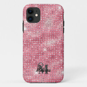 Elegant roze diamant bezaaid patroon iPhone 11 hoesje