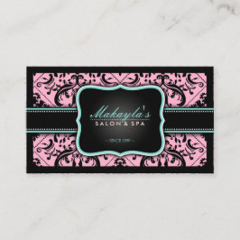 Elegant Roze en Black Damask Afsprakenkaartje