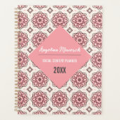 Elegant roze en Black Floral Pattern Planner (Voorkant)