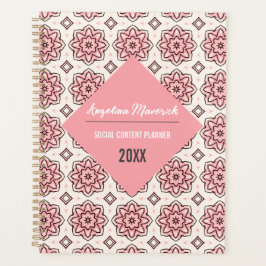 Elegant roze en Black Floral Pattern Planner