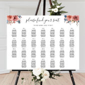 Elegant Roze en Blauw Bloemen Zitkaart Teken Poster
