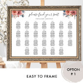 Elegant Roze en Blauw Bloemen Zitkaart Teken Poster