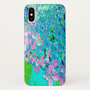 Elegant roze en blauwe grens Hydrangea iPhone X Hoesje