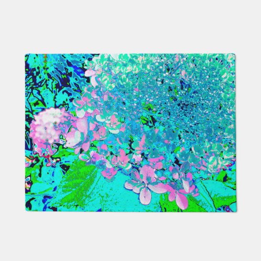 Elegant roze en blauwe grens Hydrangea Deurmat (Voorkant)