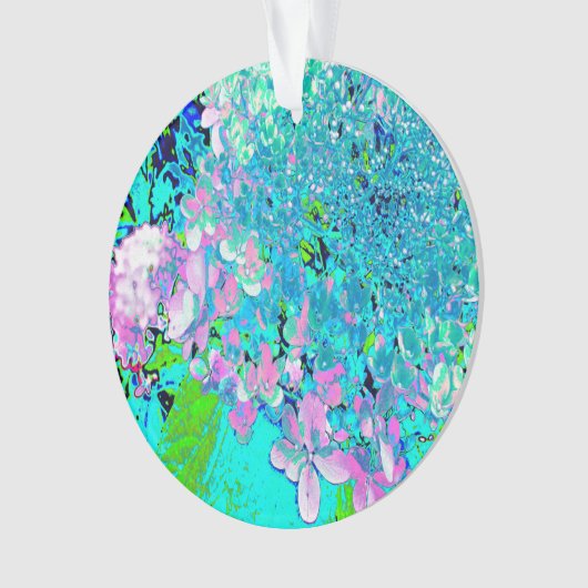 Elegant roze en blauwe grens Hydrangea Ornament (voorkant)