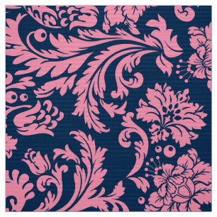 Elegant roze en Blue Floral Damaskers Stof