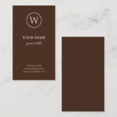 Elegant roze en bruine monogram Visitekaartjes (Voorkant / Achterkant)