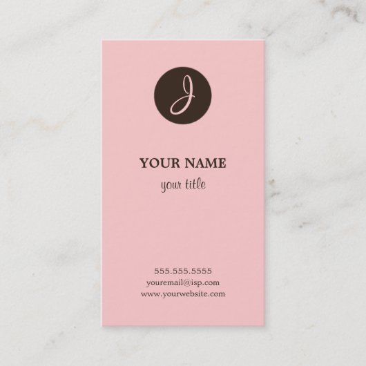 Elegant roze en bruine monogram Visitekaartjes (Voorkant)