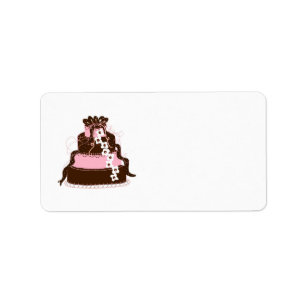 Elegant roze en chocolade Cake Etiket
