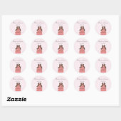 Elegant roze en Chocolade Wedding Cake Ronde Sticker (Vel)