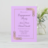 Elegant roze en Gold Lace Engagement Party Kaart (Staand voorkant)