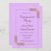 Elegant roze en Gold Lace Engagement Party Kaart (Voorkant / Achterkant)