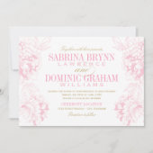 Elegant Roze en Goud Bloemen Pioen Bruiloft Kaart (Voorkant)