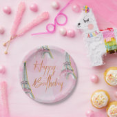 Elegant Roze en Goud Paris Theme Verjaardagsfeest Papieren Bordje (Feest)