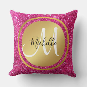 Elegant roze en gouden Initiaal Kussen