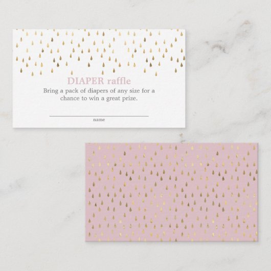 Elegant roze en gouden regendruppels Baby luieraff Informatiekaartje (Voorkant / Achterkant)