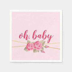 Elegant roze en gouden Rozen Baby shower Servet