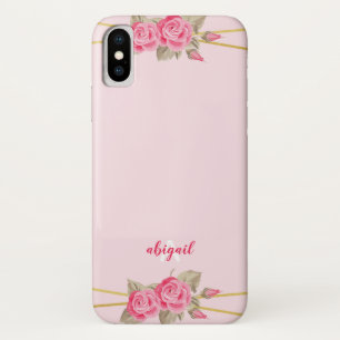 Elegant roze en gouden Rozen iPhone X Hoesje