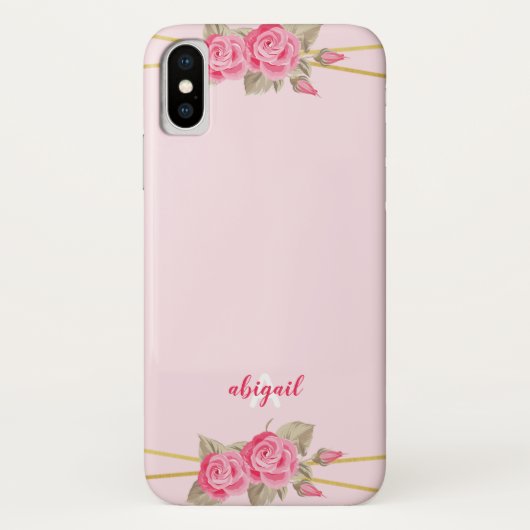 Elegant roze en gouden Rozen Case-Mate iPhone Case (Achterkant)