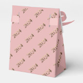 Elegant Roze en Gouden Script Gelukkig Nieuwjaar 2 Bedankdoosjes (Achterkant)